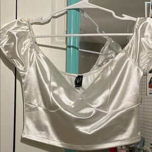 Elegant White Satin Women's Top